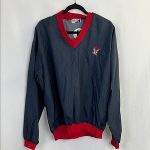 Eagle Point Vintage Navy windbreaker Red Accents v neck taper waist sporty